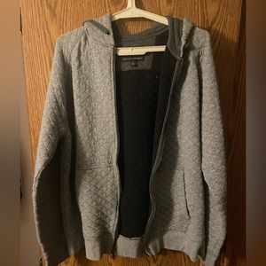 Mens quilted zip sweatshirt with hood. Size large